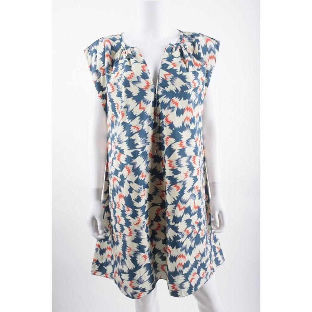 Chufy Womens Sicily Blue Mini Dress M-L MultiColor Poplin Cotton No Belt